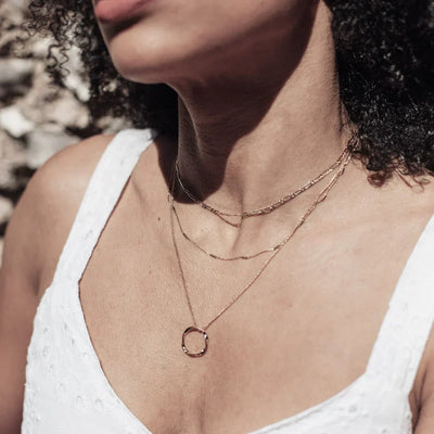 Open circle three-row necklace | 18k Gold