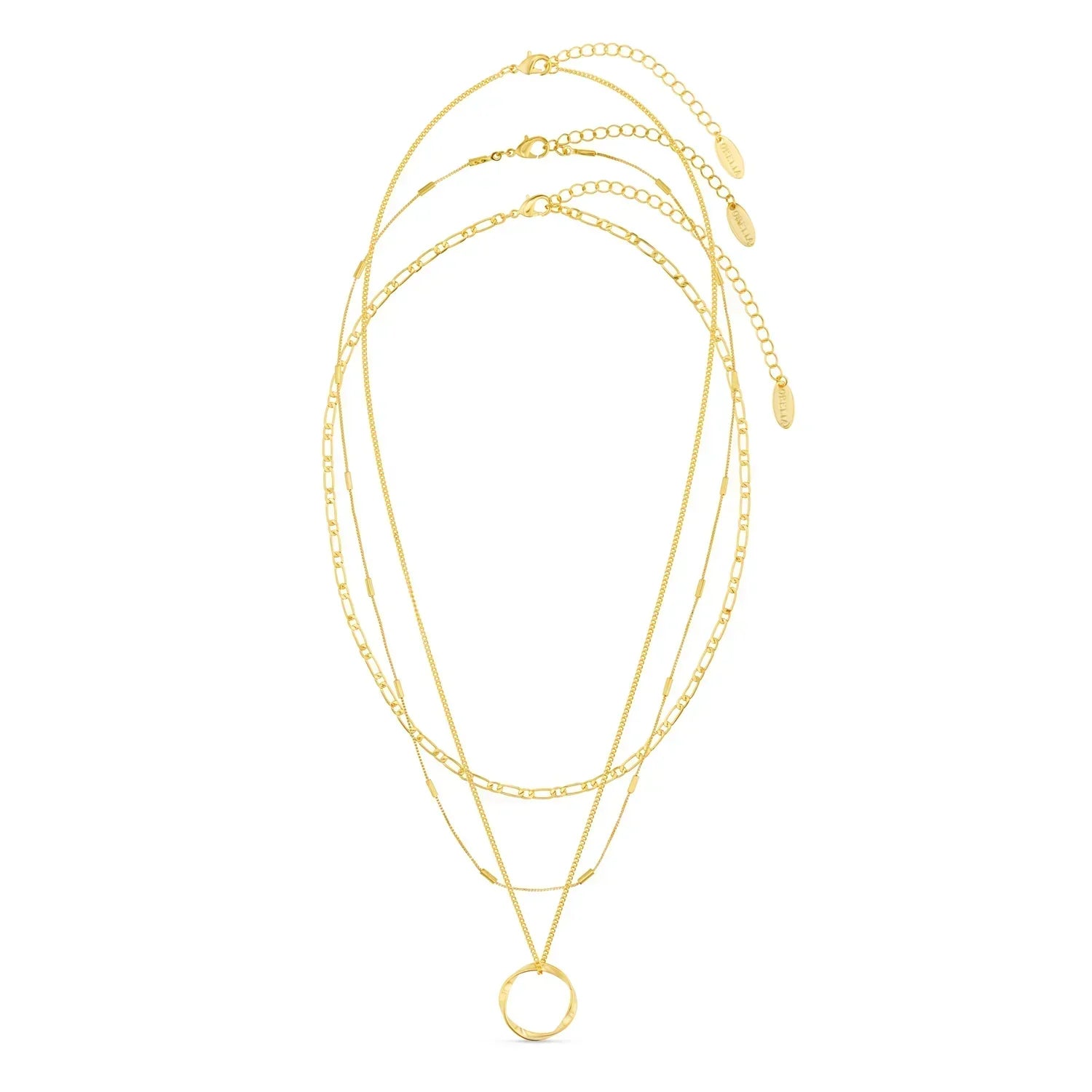 Open circle three-row necklace | 18k Gold