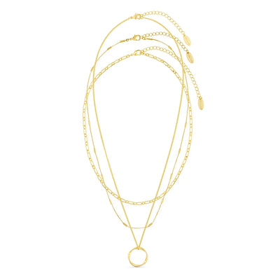 Open circle three-row necklace | 18k Gold