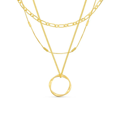 Open circle three-row necklace | 18k Gold
