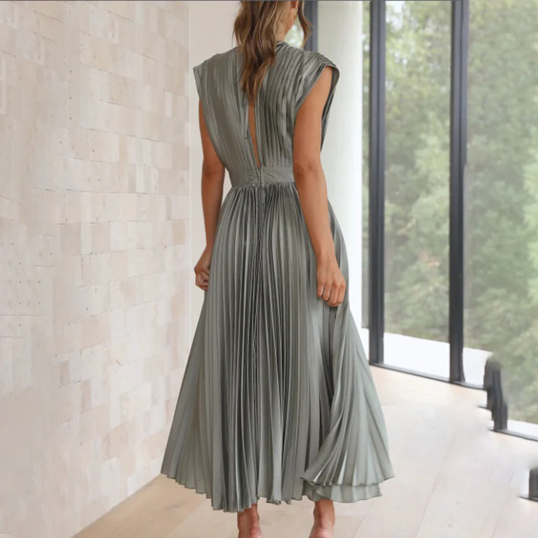 Jordan | Stylish Pleated V-Neck Midi Dress