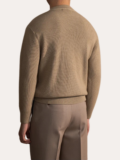 Ribbed O-neck Sweater Khaki - Sophie New York