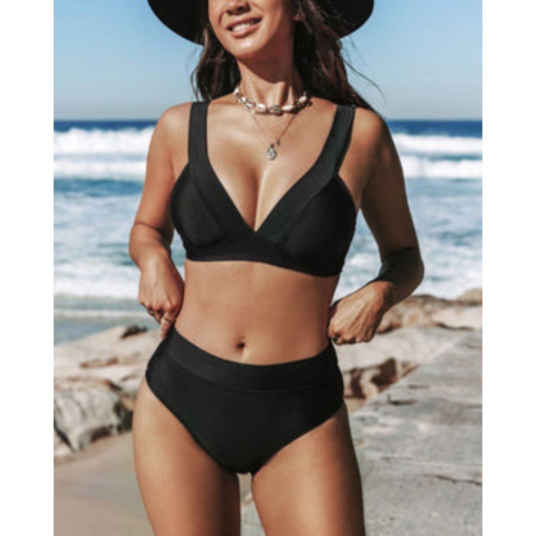 Hilde - Solid Color High Waist Swimsuit