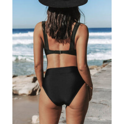 Hilde - Solid Color High Waist Swimsuit
