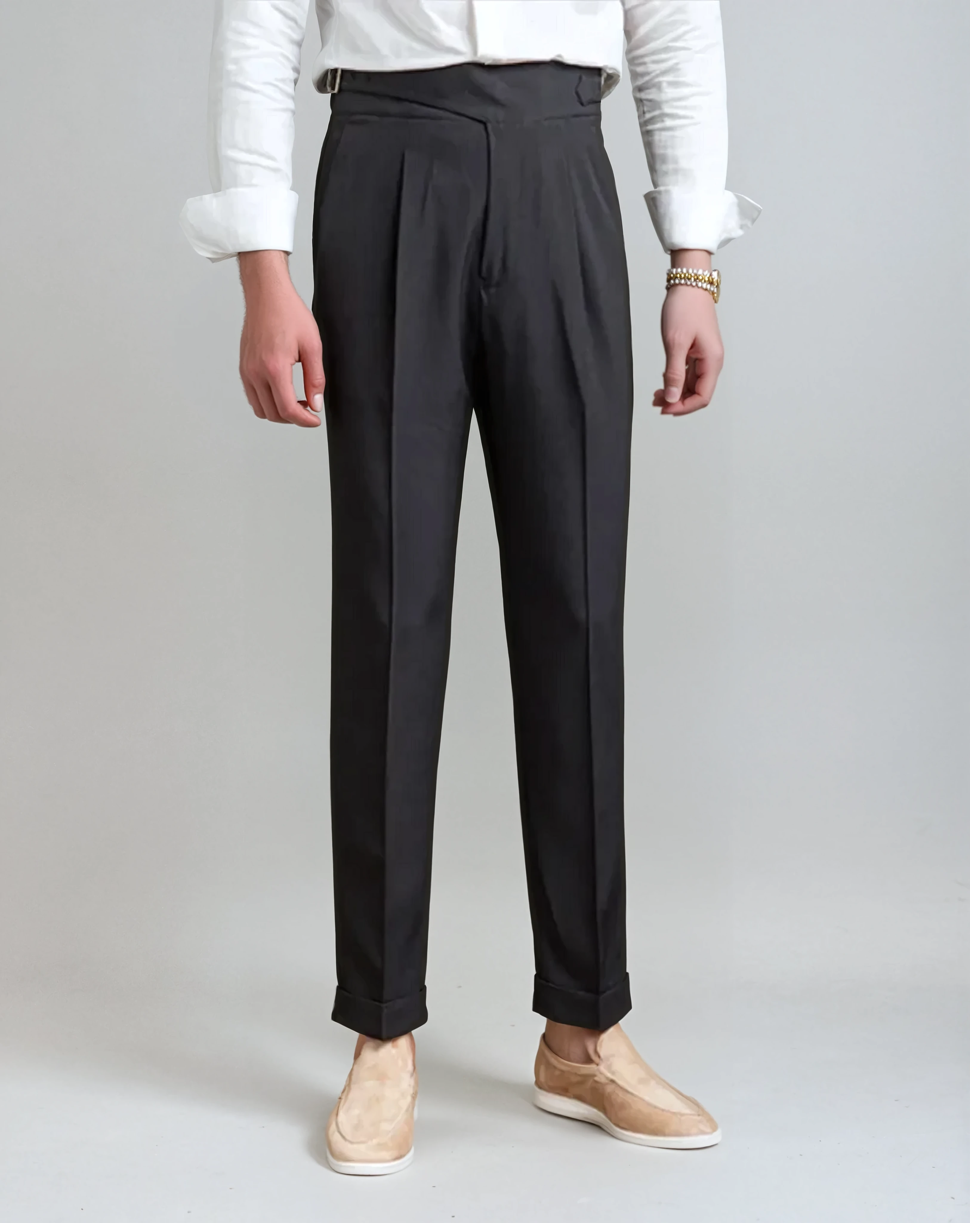 Oxford Pleated Pants - Black