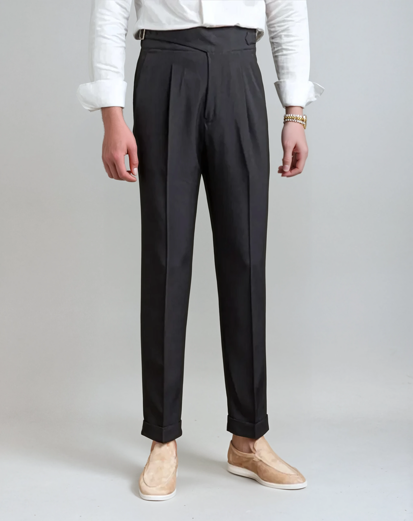 Oxford Pleated Pants - Black