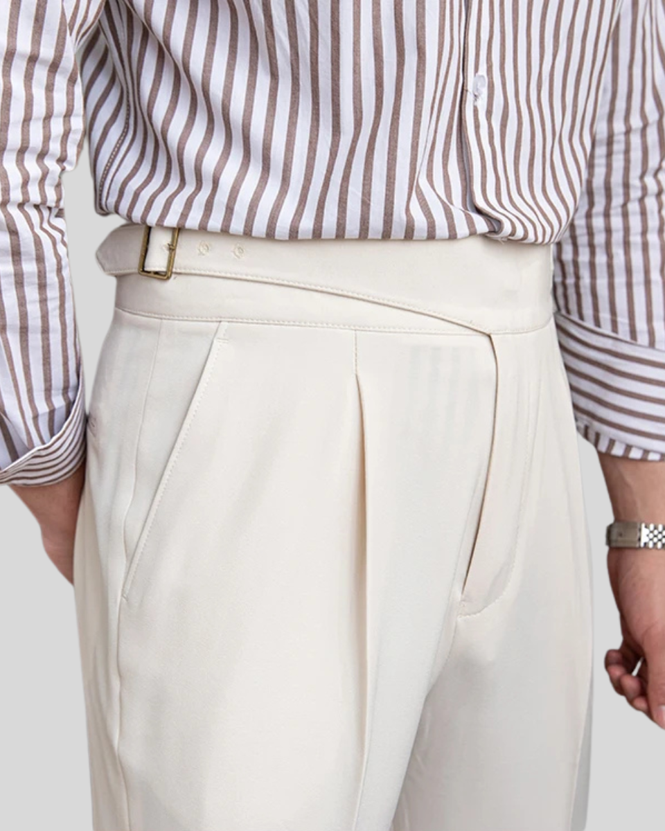 Oxford Pleated Trousers - White