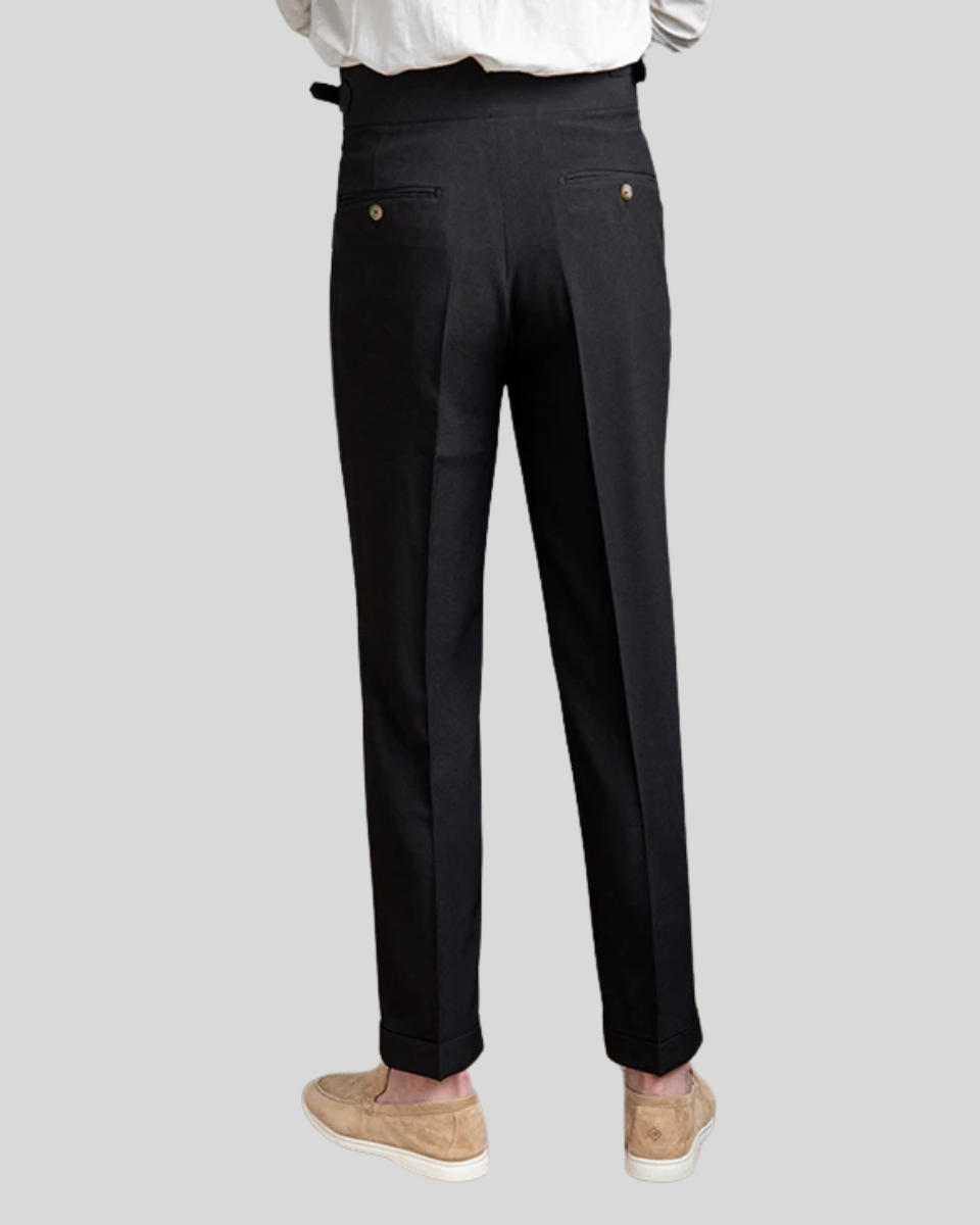 Oxford Pleated Pants - Black