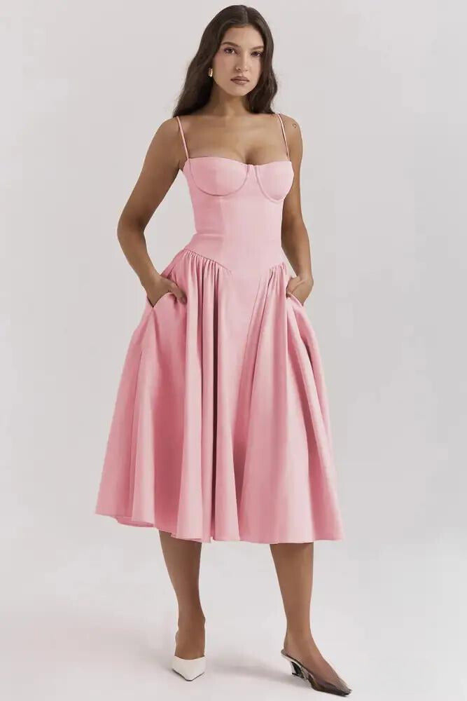 Omnia™ | Sleeveless Midi Dress with Corset Fit