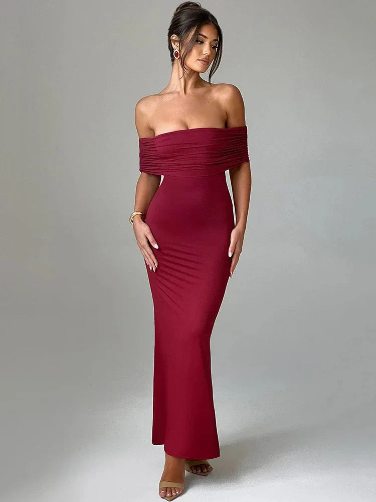 Pink Strapless Backless Bodycon Maxi Dress
