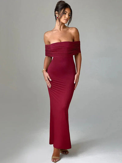 Pink Strapless Backless Bodycon Maxi Dress