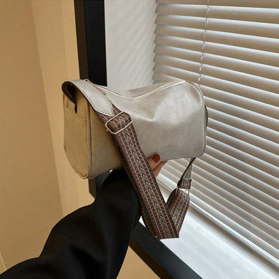 Trine™ | Vintage Leather Crossbody Bag with Woven Adjustable Strap