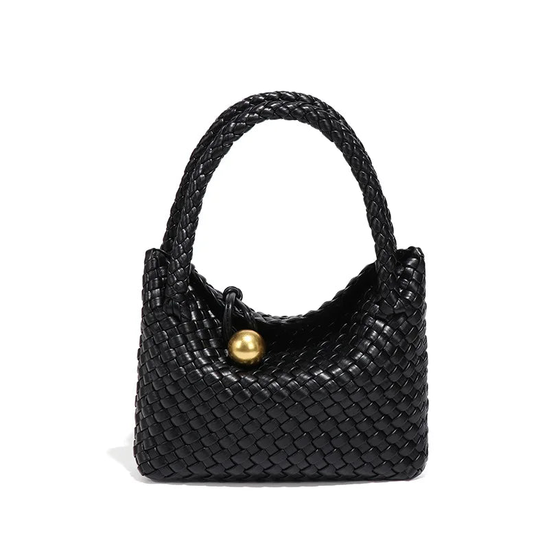 ASTRID™ | ELEGANT WOVEN LEATHER BAG WITH GOLD DETAIL