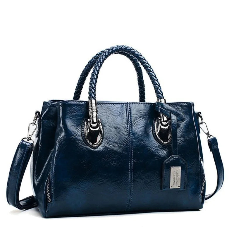 Pia™ | Elegant leather bag with braided handles