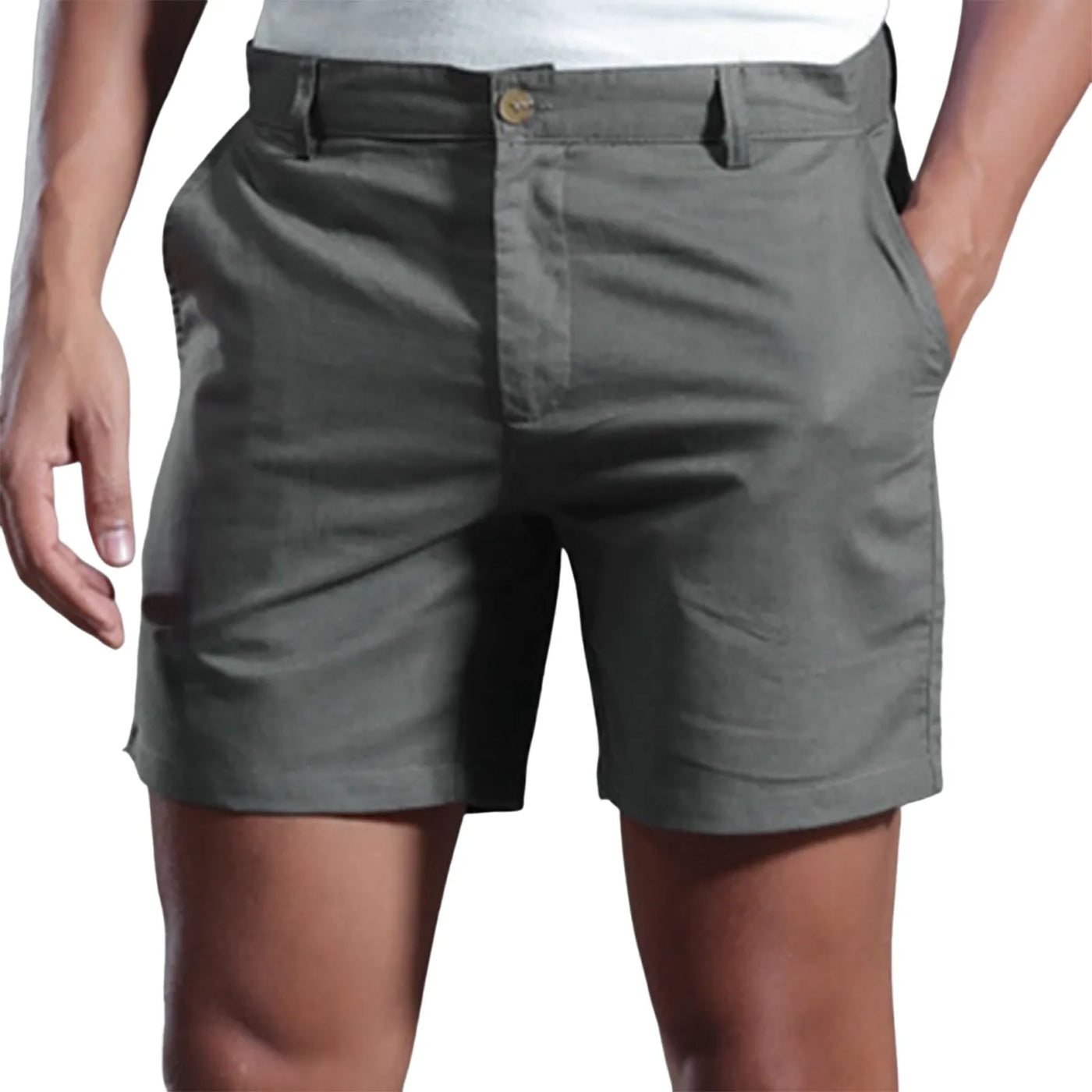 BEACHSIDE LINEN SHORTS – SLIM FIT WITH BUTTON DETAIL
