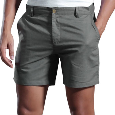 BEACHSIDE LINEN SHORTS – SLIM FIT WITH BUTTON DETAIL