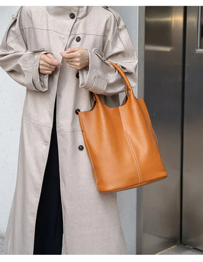 saga™ – light blue bucket bag in luxury leather look