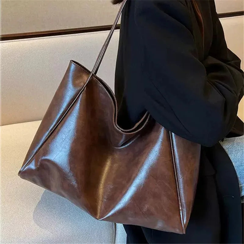 lisa™ – spacious brown tote bag in leather look