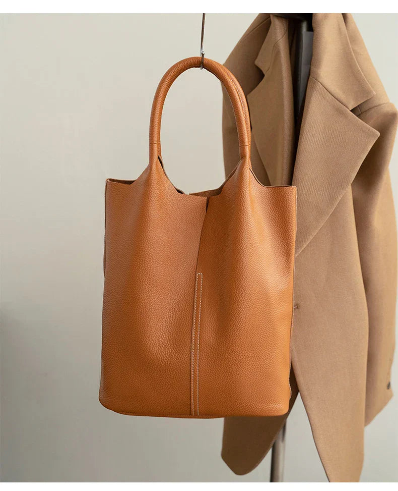 saga™ – light blue bucket bag in luxury leather look