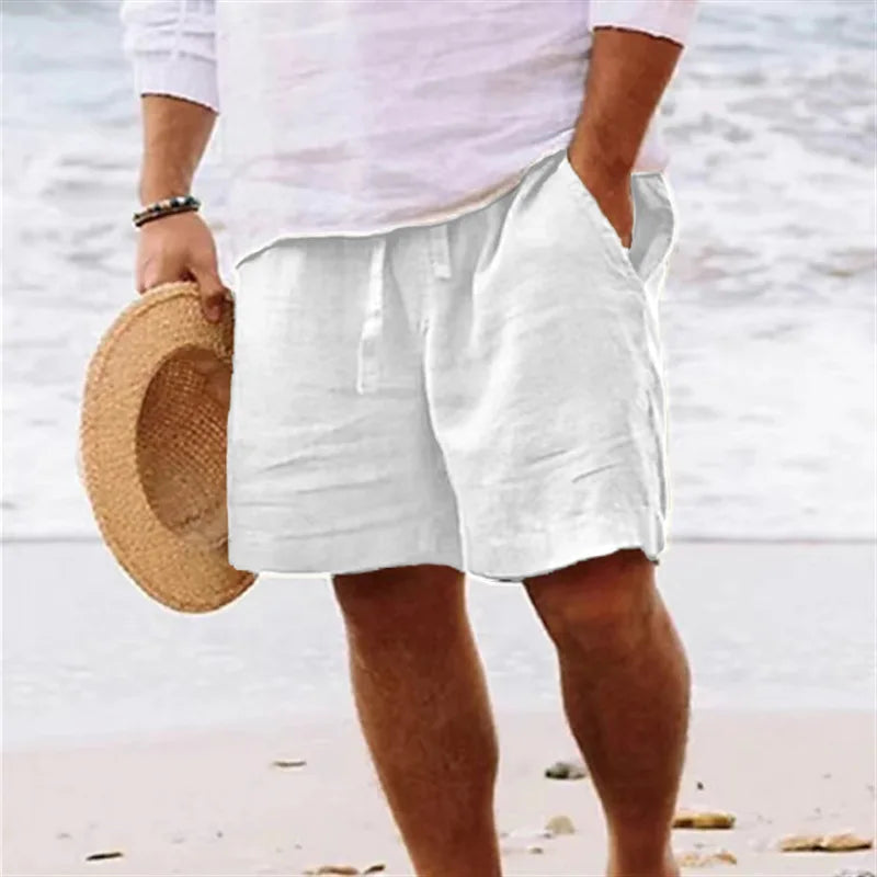 BEACHSIDE Summer Linen Men's Lightweight Fitness Shorts