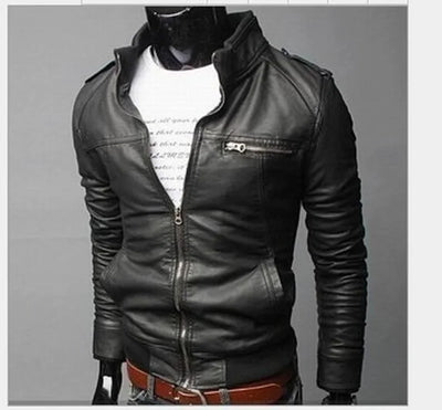Bruno™ Urban – Brown Leather Jacket with Biker Details and Shirt Collar