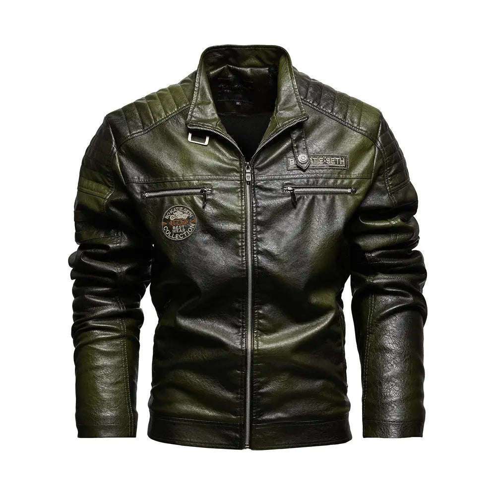 Tobias™ Rust – Red-brown motorcycle jacket with patch details