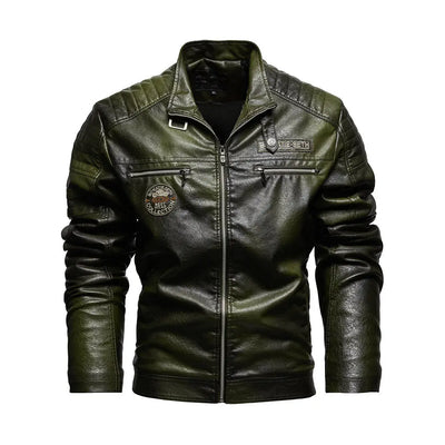 Tobias™ Rust – Red-brown motorcycle jacket with patch details