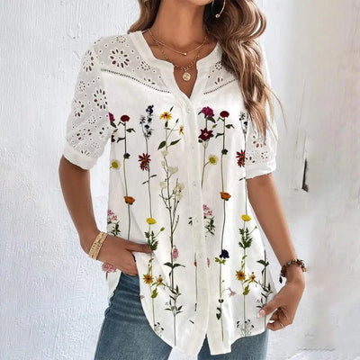 Lace Blouse with Embroidered Floral Motif | Olsen & Olsen™