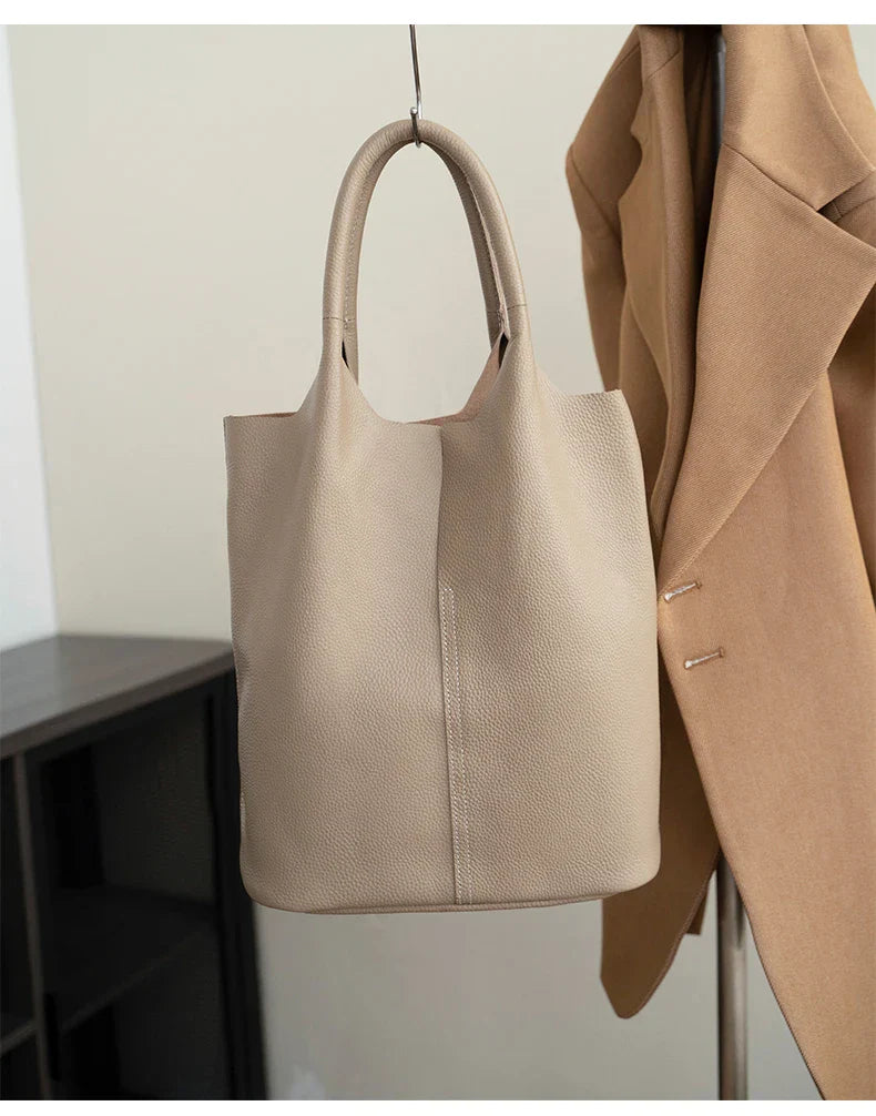 saga™ – light blue bucket bag in luxury leather look