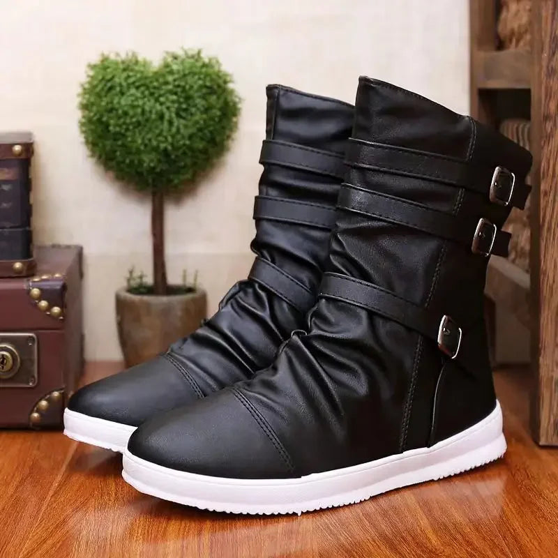 AXEL™ | LEATHER BOOTS WITH ZIPPER AND METAL BUCKLE