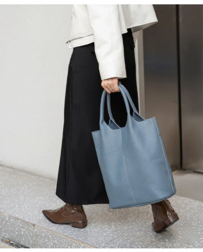 saga™ – light blue bucket bag in luxury leather look