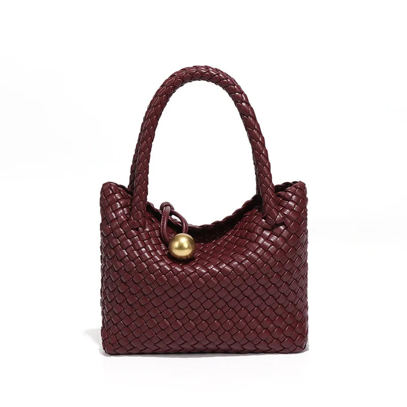 ASTRID™ | ELEGANT WOVEN LEATHER BAG WITH GOLD DETAIL