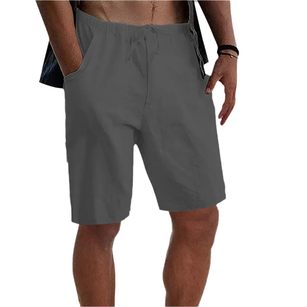 BEACHSIDE DRAWSTRING CASUAL MEN'S COTTON LINEN SHORTS