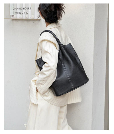 saga™ – light blue bucket bag in luxury leather look