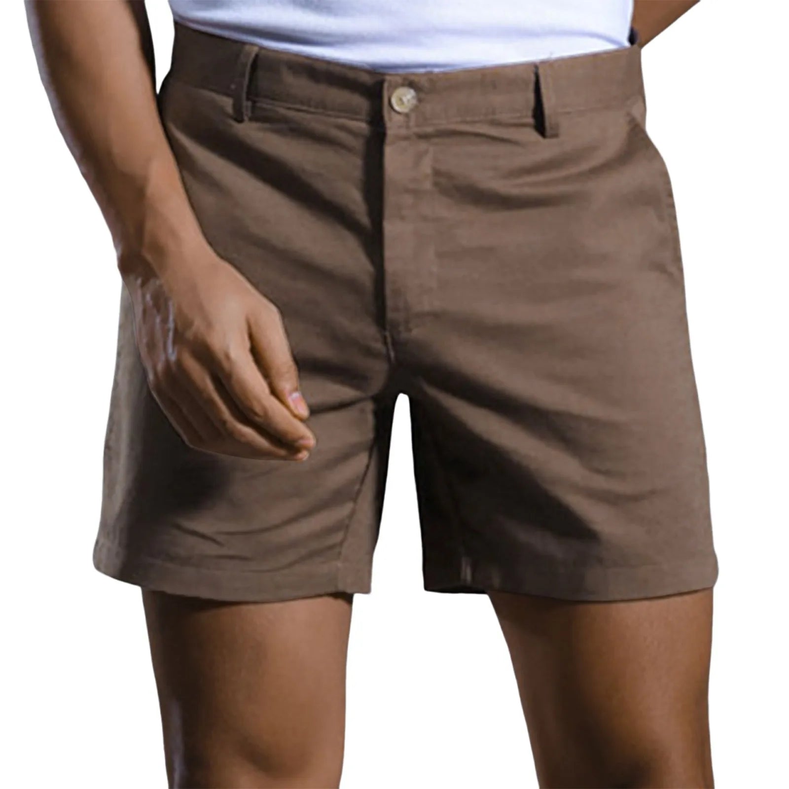 BEACHSIDE LINEN SHORTS – SLIM FIT WITH BUTTON DETAIL