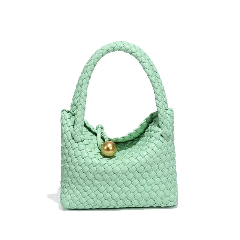 ASTRID™ | ELEGANT WOVEN LEATHER BAG WITH GOLD DETAIL