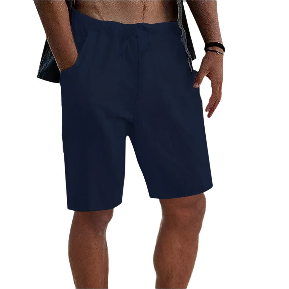 BEACHSIDE DRAWSTRING CASUAL MEN'S COTTON LINEN SHORTS