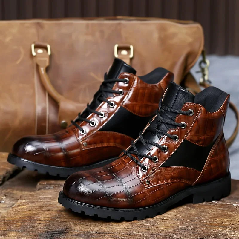 Rendell | Leather Croco Boots
