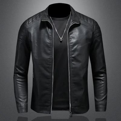 Storm™ Edge – Blue PU Leather Jacket with Modern Shoulder Details