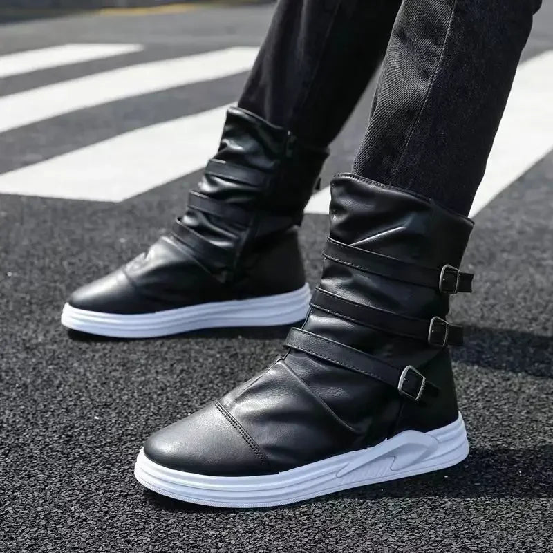 AXEL™ | LEATHER BOOTS WITH ZIPPER AND METAL BUCKLE