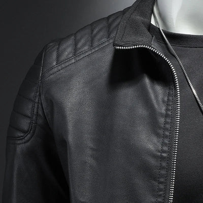 Storm™ Edge – Blue PU Leather Jacket with Modern Shoulder Details