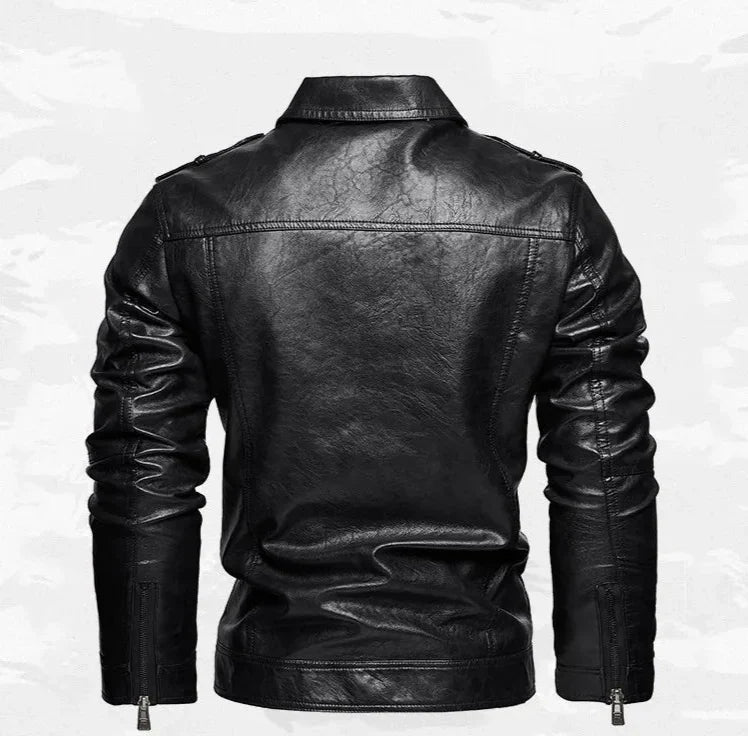 Frederik™ Raw – Brown Leather Jacket with Vintage Texture and Broad Shoulders