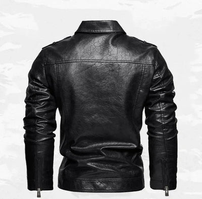 Frederik™ Raw – Brown Leather Jacket with Vintage Texture and Broad Shoulders