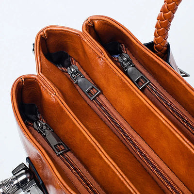 Pia™ | Elegant leather bag with braided handles