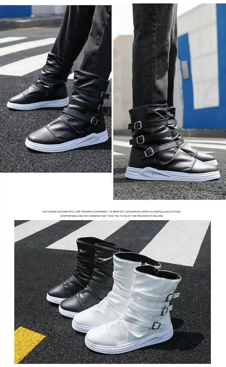 AXEL™ | LEATHER BOOTS WITH ZIPPER AND METAL BUCKLE