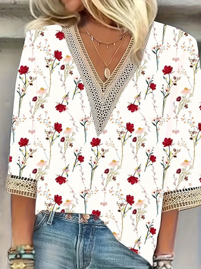 Bohemian V-Neck Blouse with Pattern | Olsen & Olsen™