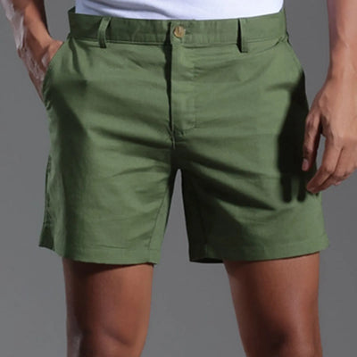 BEACHSIDE LINEN SHORTS – SLIM FIT WITH BUTTON DETAIL