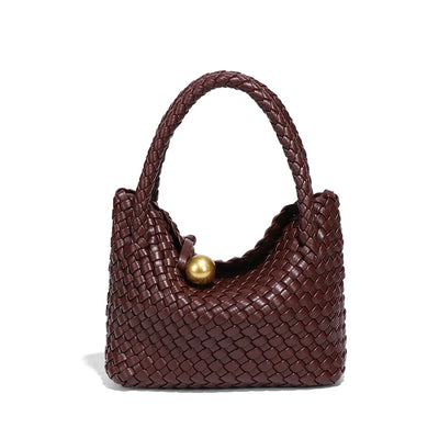 ASTRID™ | ELEGANT WOVEN LEATHER BAG WITH GOLD DETAIL