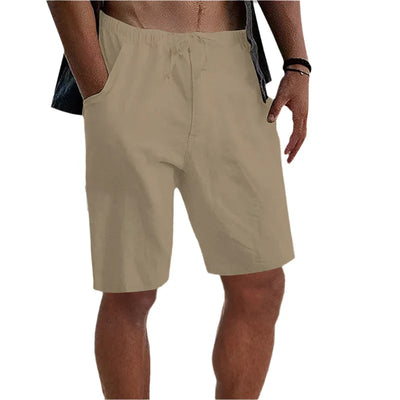 BEACHSIDE DRAWSTRING CASUAL MEN'S COTTON LINEN SHORTS