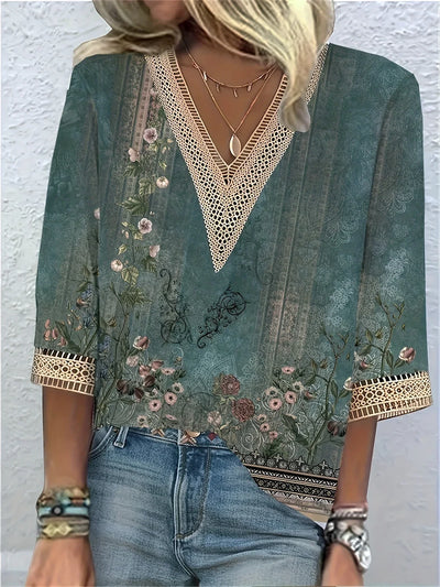 Bohemian V-Neck Blouse with Pattern | Olsen & Olsen™